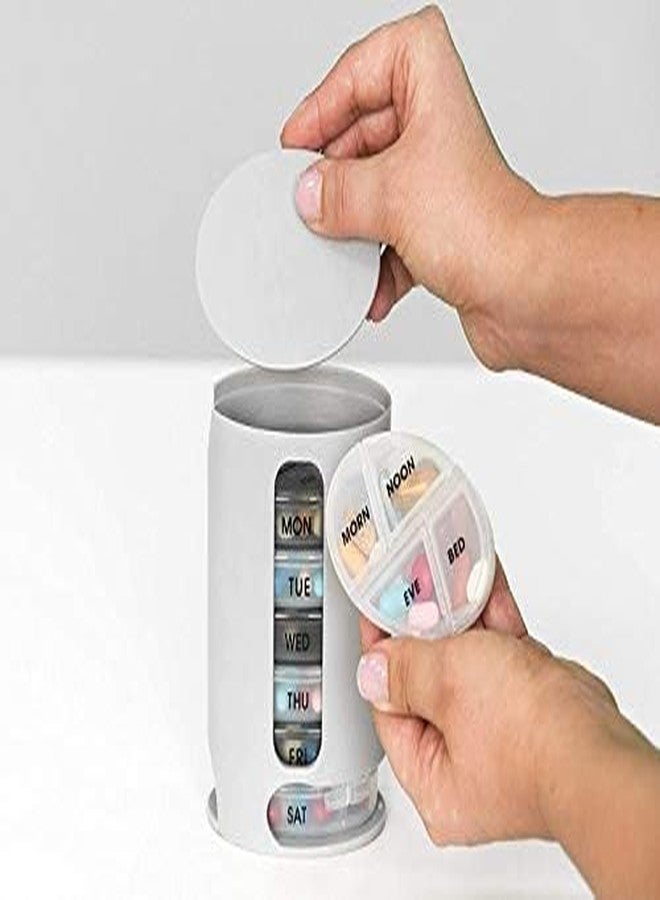 ODMART Pill Organizer 7 Days Weekly Tablet Storage Box - Pill Pro Medicine Dispenser with 7 Portable Trays, Each with 4 Compartments - Daily Pill/Vitamin Organizer for Travel & Home Use - Image 4